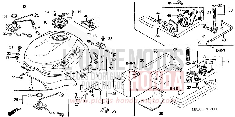 FUEL TANK for FireStorm ITALIAN RED (R157) from 2002