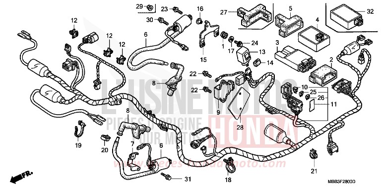 WIRE HARNESS for FireStorm ITALIAN RED (R157) from 2002
