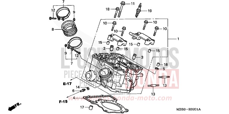 CYLINDER HEAD (REAR) for FireStorm PEARL FLASH YELLOW (Y163) from 2002