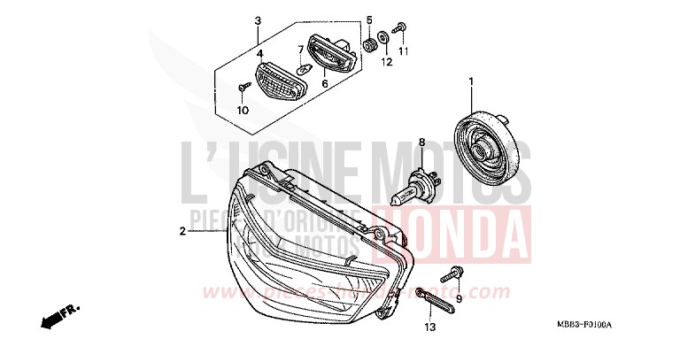 HEADLIGHT for FireStorm PEARL FLASH YELLOW (Y163) from 2002