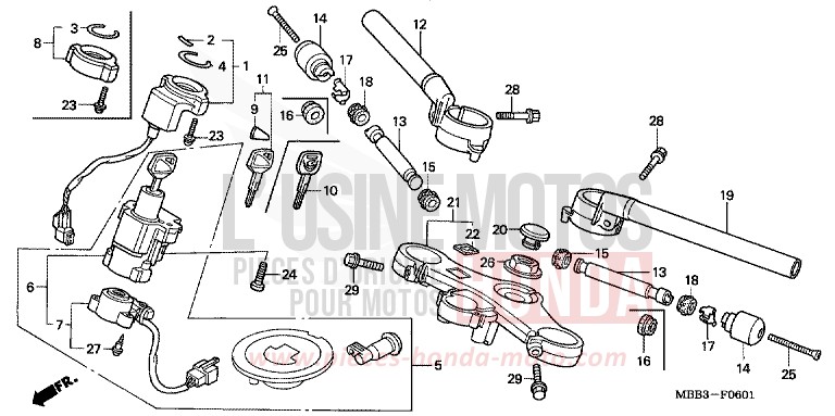 HANDLE PIPE/TOP BRIDGE (1/2/3) for FireStorm ITALIAN RED (R157) from 2003