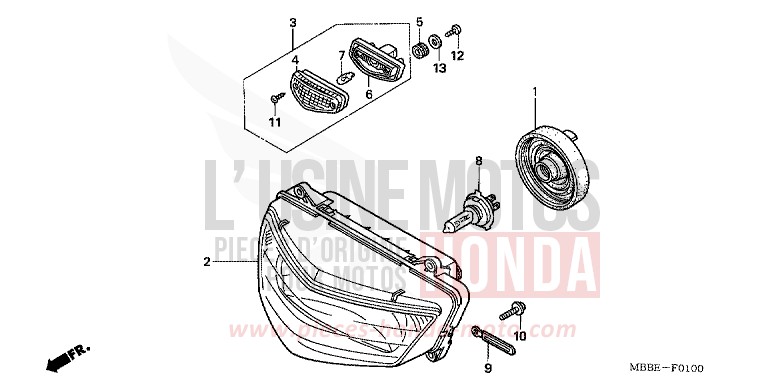 HEADLIGHT for FireStorm GRAPHITE BLACK (NHB01) from 2006