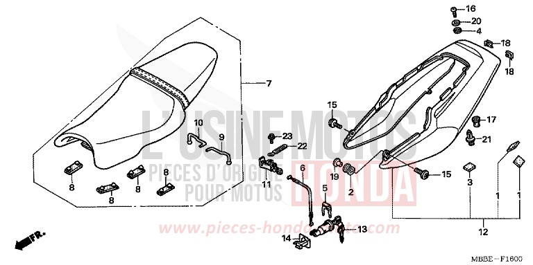 SEAT/REAR COWL for FireStorm GRAPHITE BLACK (NHB01) from 2006