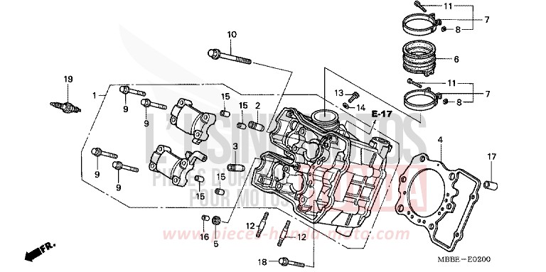 CYLINDER HEAD (FRONT) for FireStorm ITALIAN RED (R157) from 2006