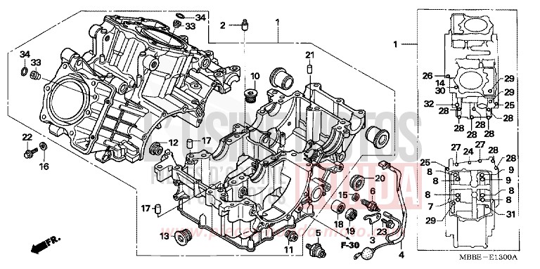 CRANKCASE for FireStorm ITALIAN RED (R157) from 2006