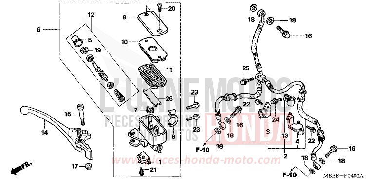 FR. BRAKE MASTER CYLINDER for FireStorm ITALIAN RED (R157) from 2006