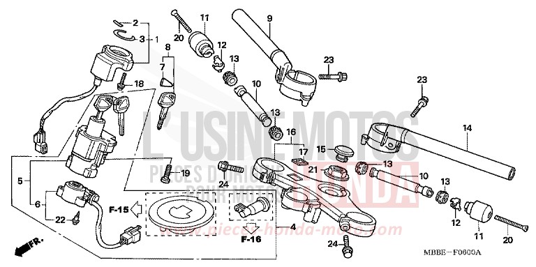 HANDLE PIPE/TOP BRIDGE for FireStorm ITALIAN RED (R157) from 2006