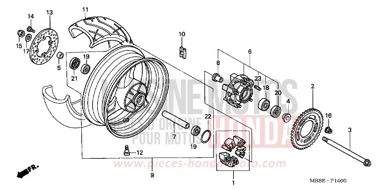 REAR WHEEL for FireStorm ITALIAN RED (R157) from 2006