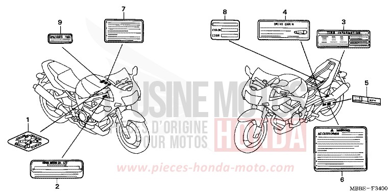 CAUTION LABEL for FireStorm ITALIAN RED (R157) from 2006