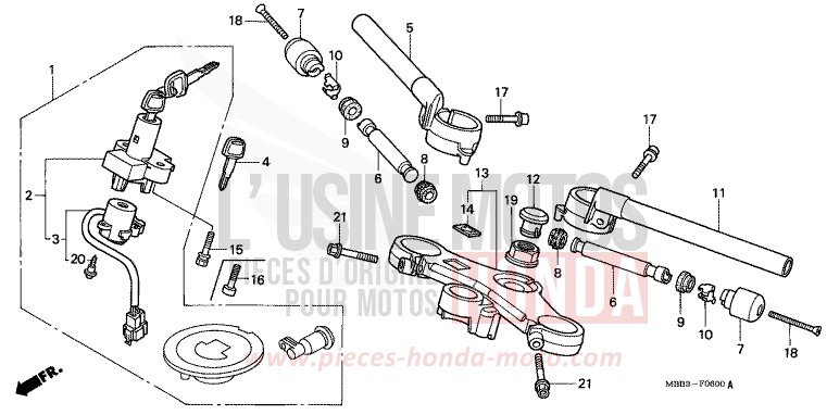 HANDLE PIPE/TOP BRIDGE (V/W/X/Y) for FireStorm PEARL SHINING YELLOW (Y124) from 1997
