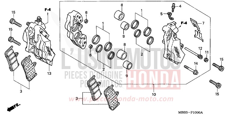FRONT BRAKE CALIPER for FireStorm BOON SILVER METALLIC (NH373) from 1998