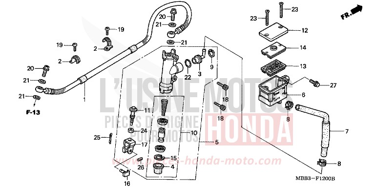 REAR BRAKE MASTER CYLINDER for FireStorm ITALIAN RED (R157) from 1999