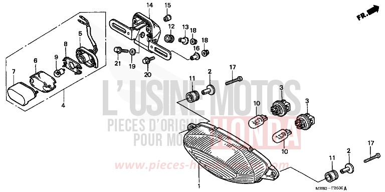 TAILLIGHT for FireStorm MIDDY BLUE METTALIC (B162) from 1999