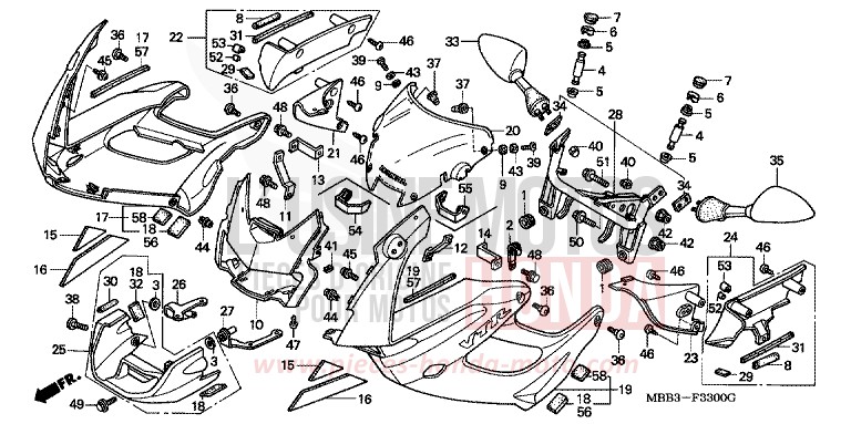 COWL for FireStorm PEARL LIVELY ORANGE (YR179) from 1999
