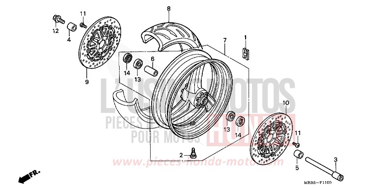 FRONT WHEEL for FireStorm JEREZ BLUE METALLIC (B154) from 2000