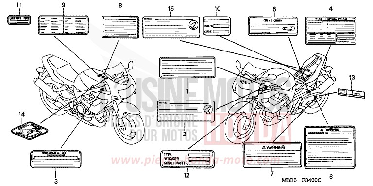 CAUTION LABEL for FireStorm JEREZ BLUE METALLIC (B154) from 2000