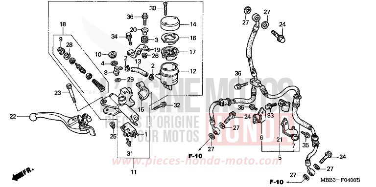 FR. BRAKE MASTER CYLINDER for FireStorm PEARL FLASH YELLOW (Y163) from 2000