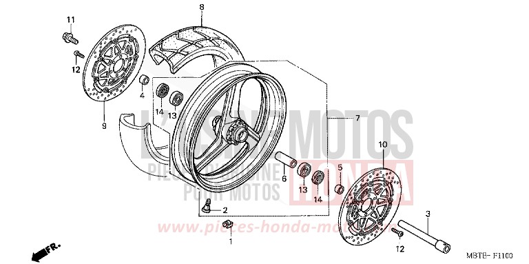 FRONT WHEEL for Varadero CANDY GLORY RED-U (R101) from 2001