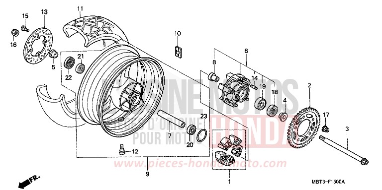 REAR WHEEL for Varadero CANDY GLORY RED-U (R101) from 2001
