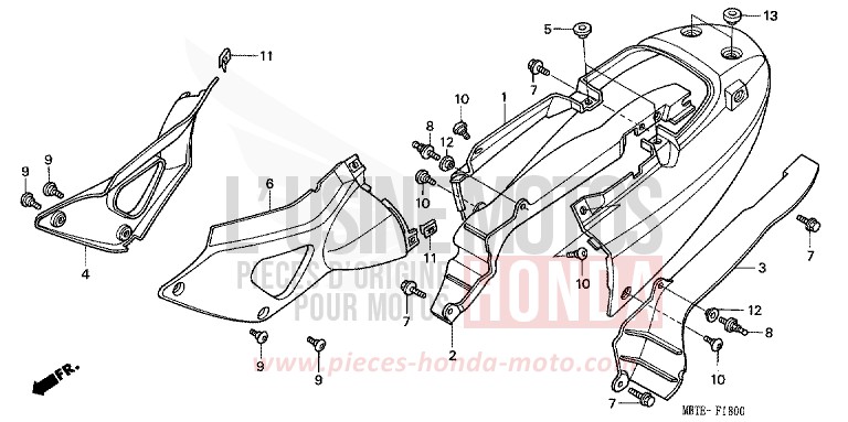 SEAT COWL/SIDE COVER for Varadero CANDY GLORY RED-U (R101) from 2001