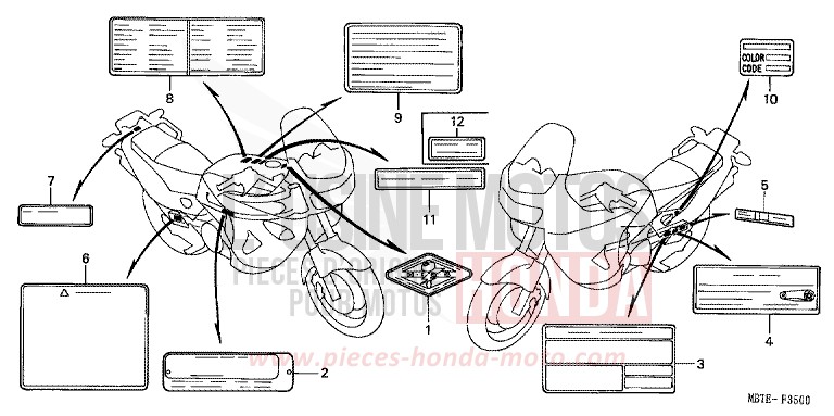 CAUTION LABEL for Varadero CANDY GLORY RED-U (R101) from 2001