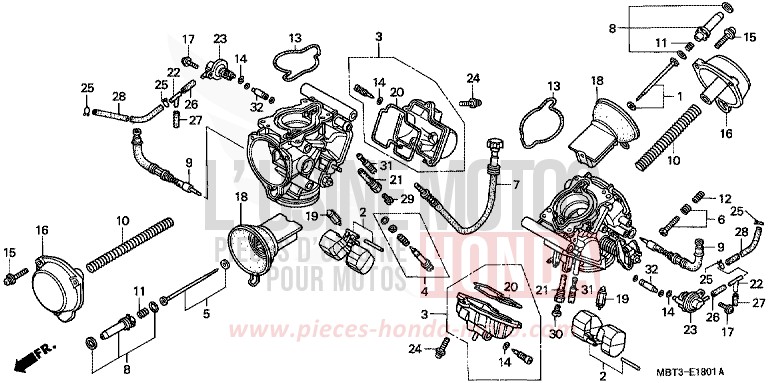 CARBURETOR (COMPONENT PARTS) for Varadero MOODY BLUE METALLIC (PB296) from 2001