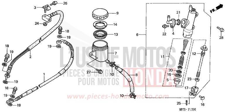 REAR BRAKE MASTER CYLINDER for Varadero MOODY BLUE METALLIC (PB296) from 2001