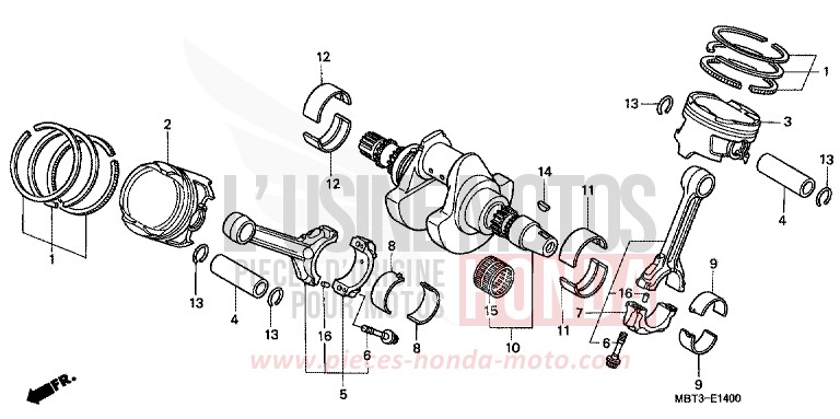 CRANKSHAFT/PISTON for Varadero MUTE BLACK METALLIC (NH359) from 2001