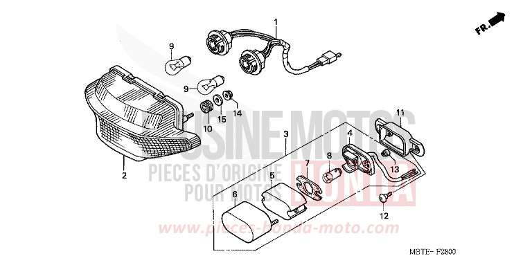 TAILLIGHT for Varadero MUTE BLACK METALLIC (NH359) from 2001