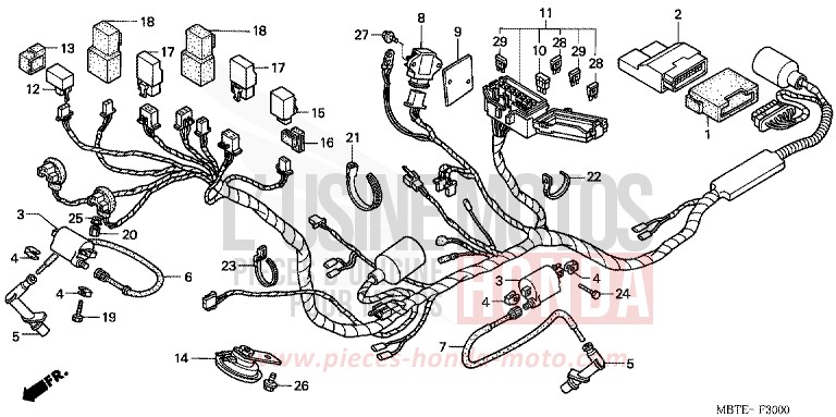 WIRE HARNESS for Varadero MUTE BLACK METALLIC (NH359) from 2001