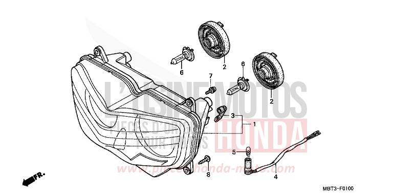 HEADLIGHT for Varadero CANDY GLORY RED-U (R101) from 2002