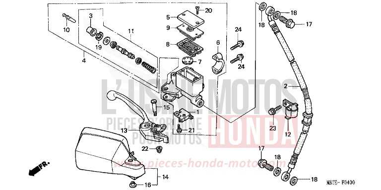 FR. BRAKE MASTER CYLINDER for Varadero CANDY GLORY RED-U (R101) from 2002