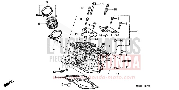 CYLINDER HEAD (REAR) for Varadero CANDY XENON BLUE (PB324) from 2002