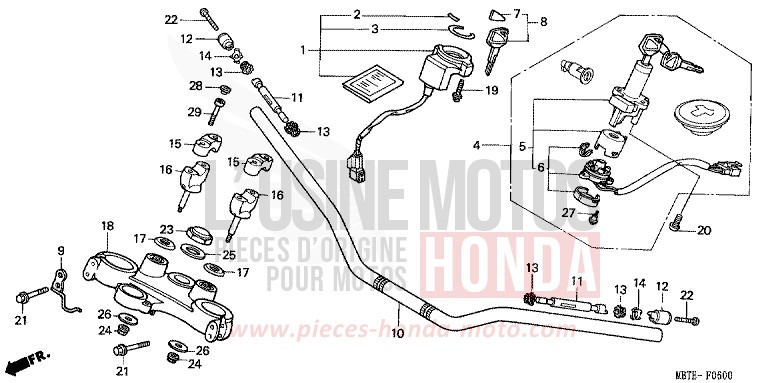HANDLE PIPE/TOP BRIDGE for Varadero CANDY XENON BLUE (PB324) from 2002