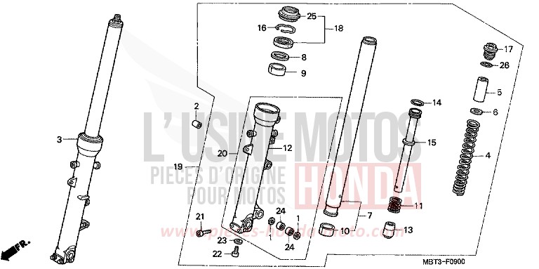 FRONT FORK for Varadero CANDY XENON BLUE (PB324) from 2002