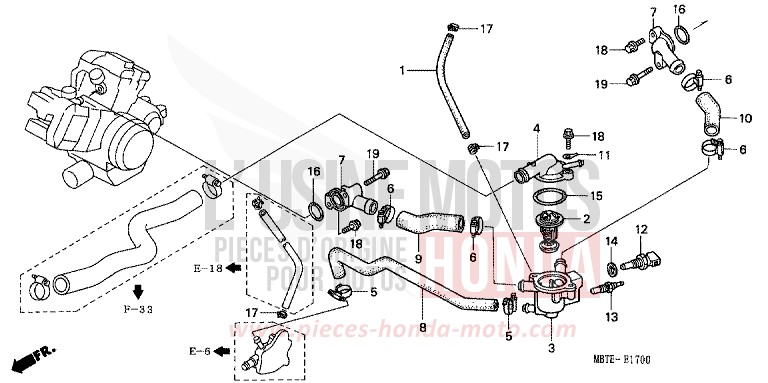 WATER PIPE for Varadero MUTE BLACK METALLIC (NH359) from 2002