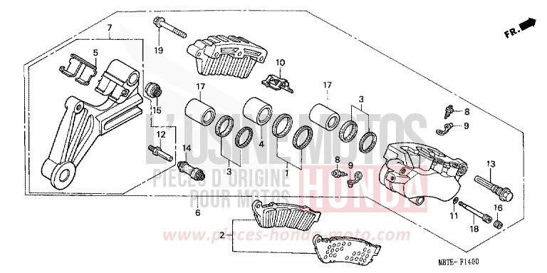REAR BRAKE CALIPER for Varadero MUTE BLACK METALLIC (NH359) from 2002