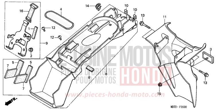 REAR FENDER for Varadero MUTE BLACK METALLIC (NH359) from 2002