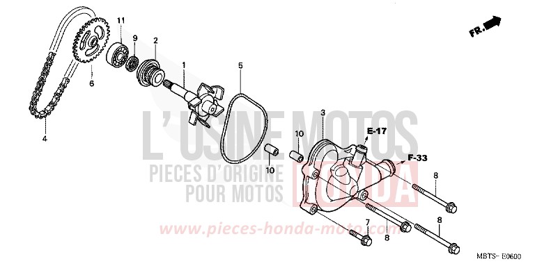WATER PUMP for Varadero CANDY GLORY RED-U (R101) from 2003