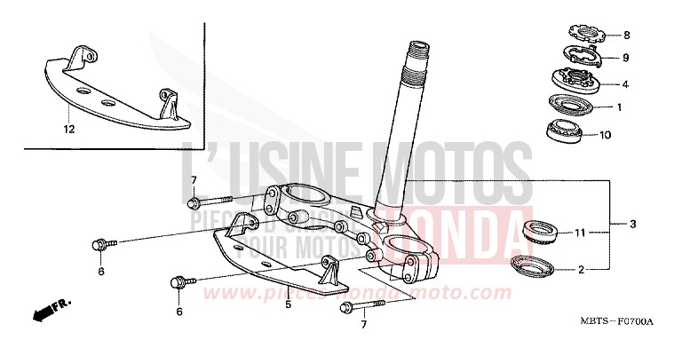 STEERING STEM for Varadero CANDY GLORY RED-U (R101) from 2003