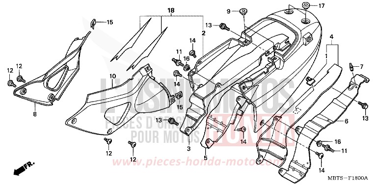 SEAT COWL/SIDE COVER for Varadero CANDY GLORY RED-U (R101) from 2003