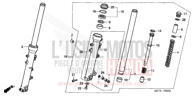 FRONT FORK (XL1000V) for Varadero MUTE BLACK METALLIC (NH359) from 2004