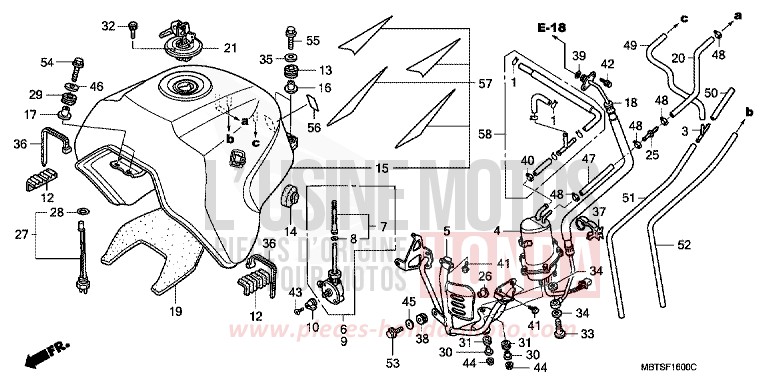 FUEL TANK for Varadero MUTE BLACK METALLIC (NH359) from 2004