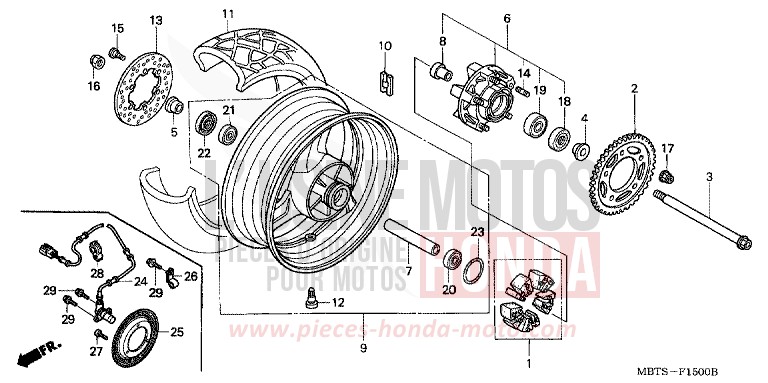 REAR WHEEL for Varadero PEARL BREEZY BLUE (PB341) from 2004