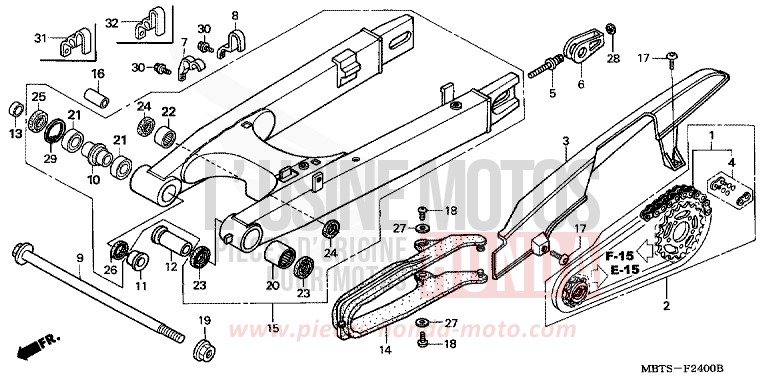 SWINGARM for Varadero SHIELD SILVER METALLIC (NH480) from 2004