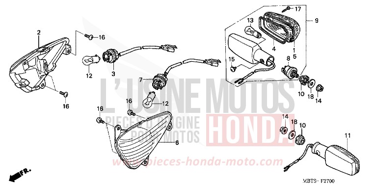 WINKER for Varadero SHIELD SILVER METALLIC (NH480) from 2004