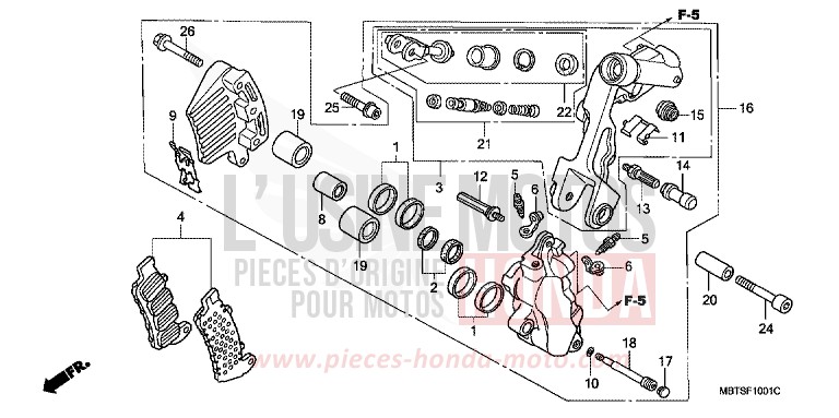 FRONT BRAKE CALIPER (L.) (XL1000V) for Varadero PEARL BREEZY BLUE (PB341) from 2005