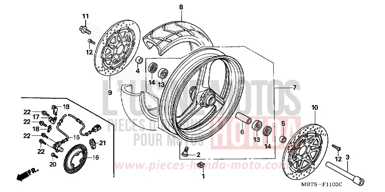 FRONT WHEEL for Varadero PEARL BREEZY BLUE (PB341) from 2005