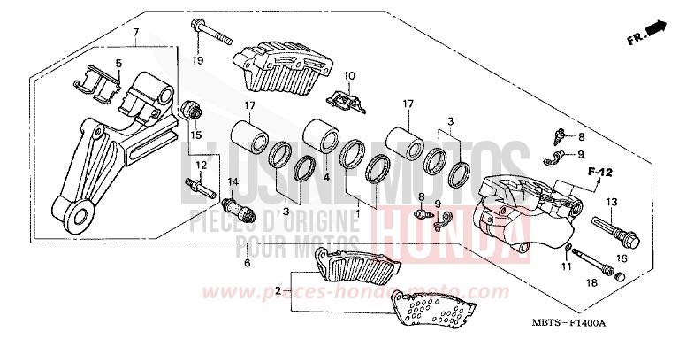 REAR BRAKE CALIPER (XL1000V) for Varadero PEARL BREEZY BLUE (PB341) from 2005