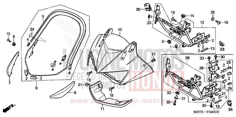 UPPER COWL for Varadero PEARL BREEZY BLUE (PB341) from 2005